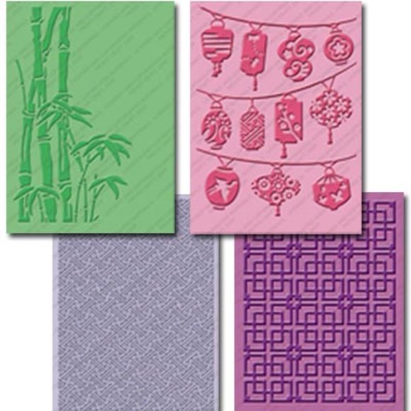 Cuttlebug 4-pc embossing folders - ORIENTAL WEAVE - Picture 1 of 11